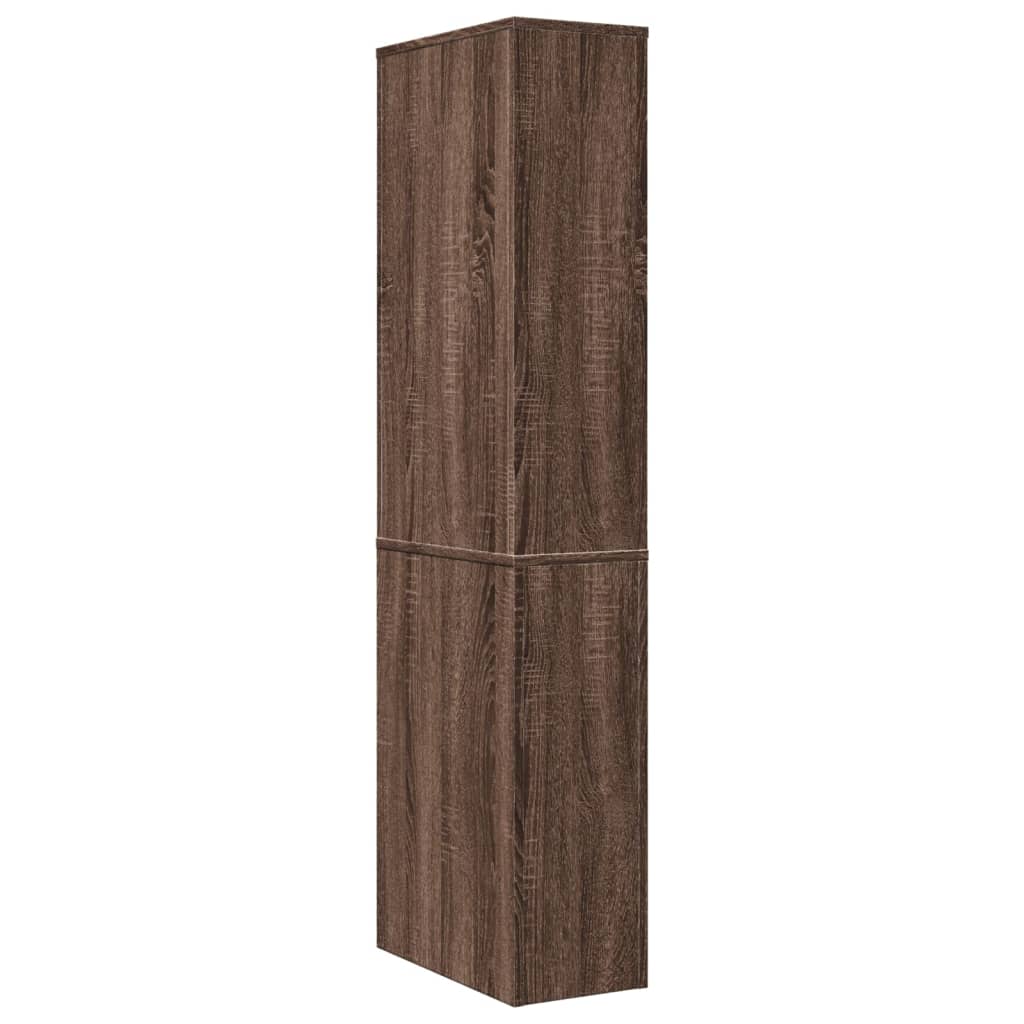 Bathroom Cabinet Narrow with Wheels Oak Look Wood Material