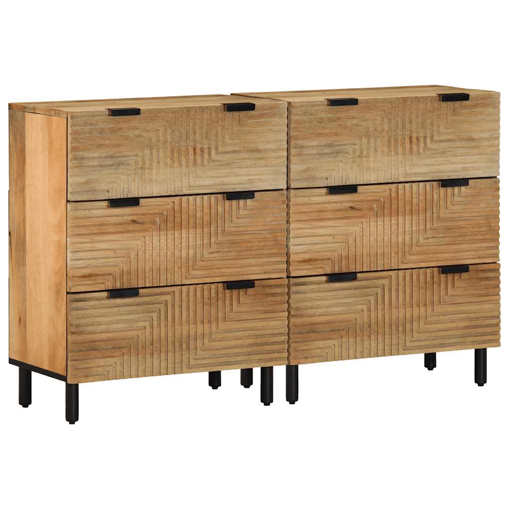 Sideboards 2 Stk. Braun 60x33x75 cm Massivholz Mango