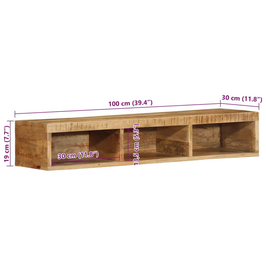 TV wall cabinet 100x30x19 cm Rough mango wood