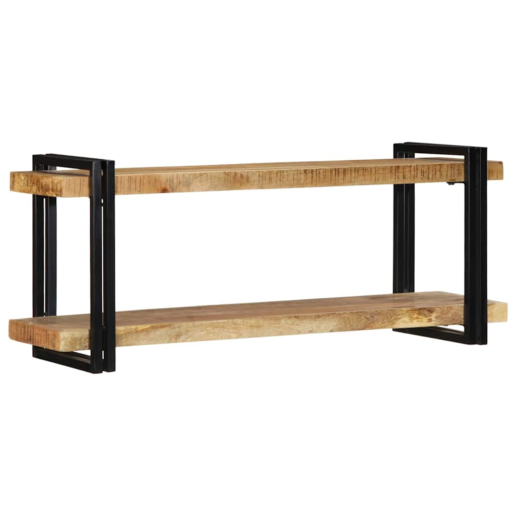 Wandregal 110x33x45 cm Raues Massivholz Mango