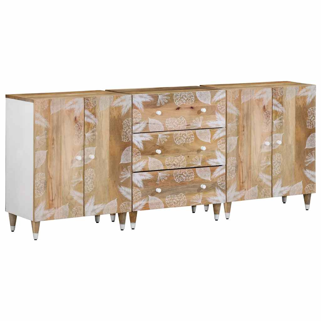 Sideboards 3 Stk. 60x33,5x75 cm Massivholz Mango