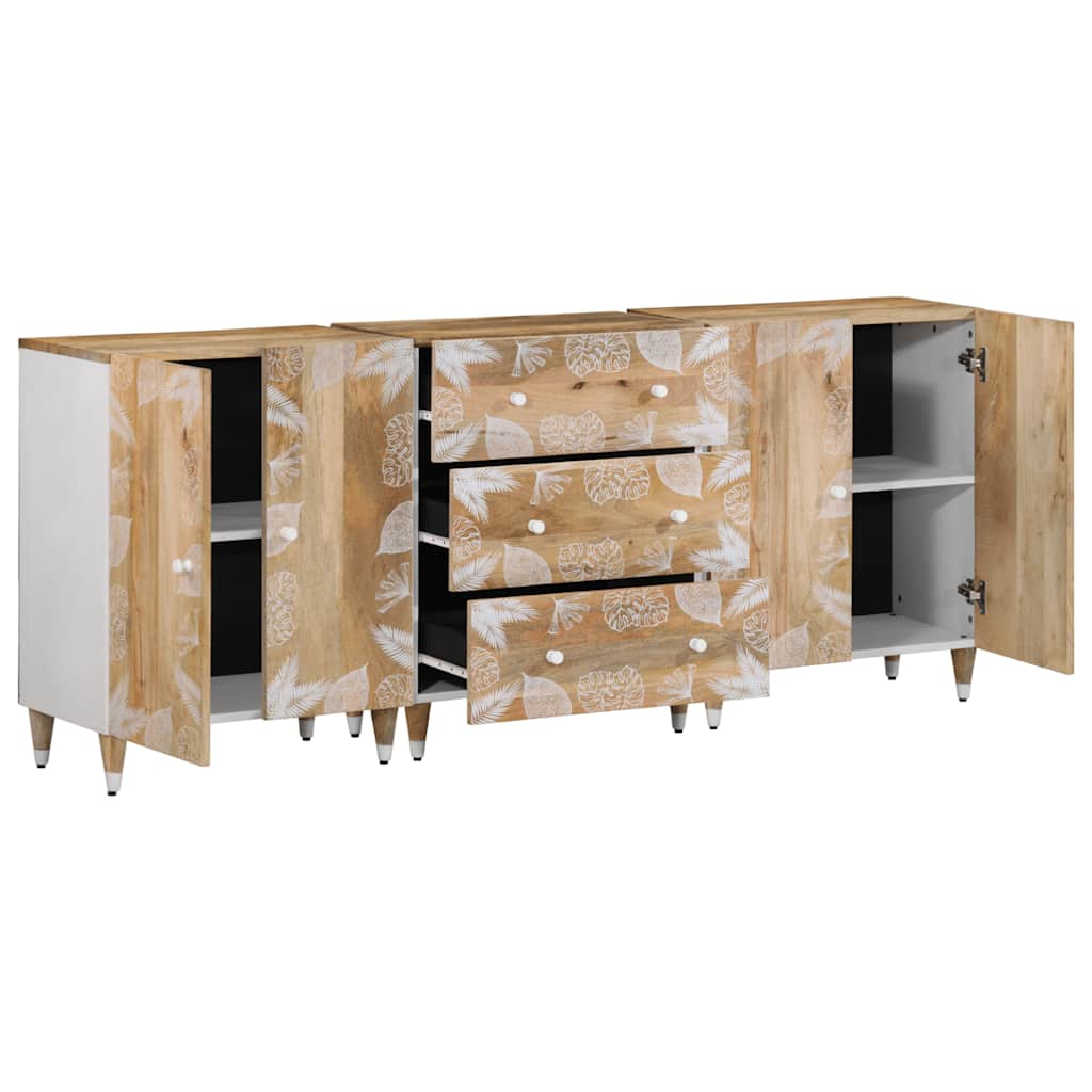 Sideboards 3 Stk. 60x33,5x75 cm Massivholz Mango