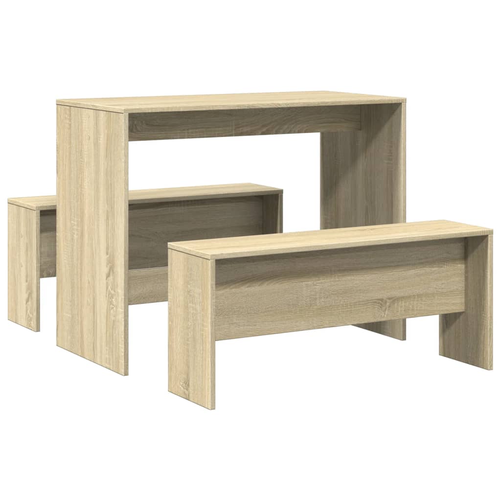 3-piece dining table and bench set Sonoma oak wood material