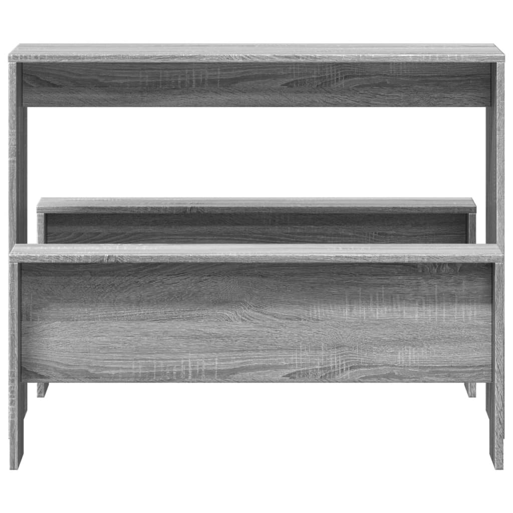 3-piece dining table and bench set gray Sonoma wood material