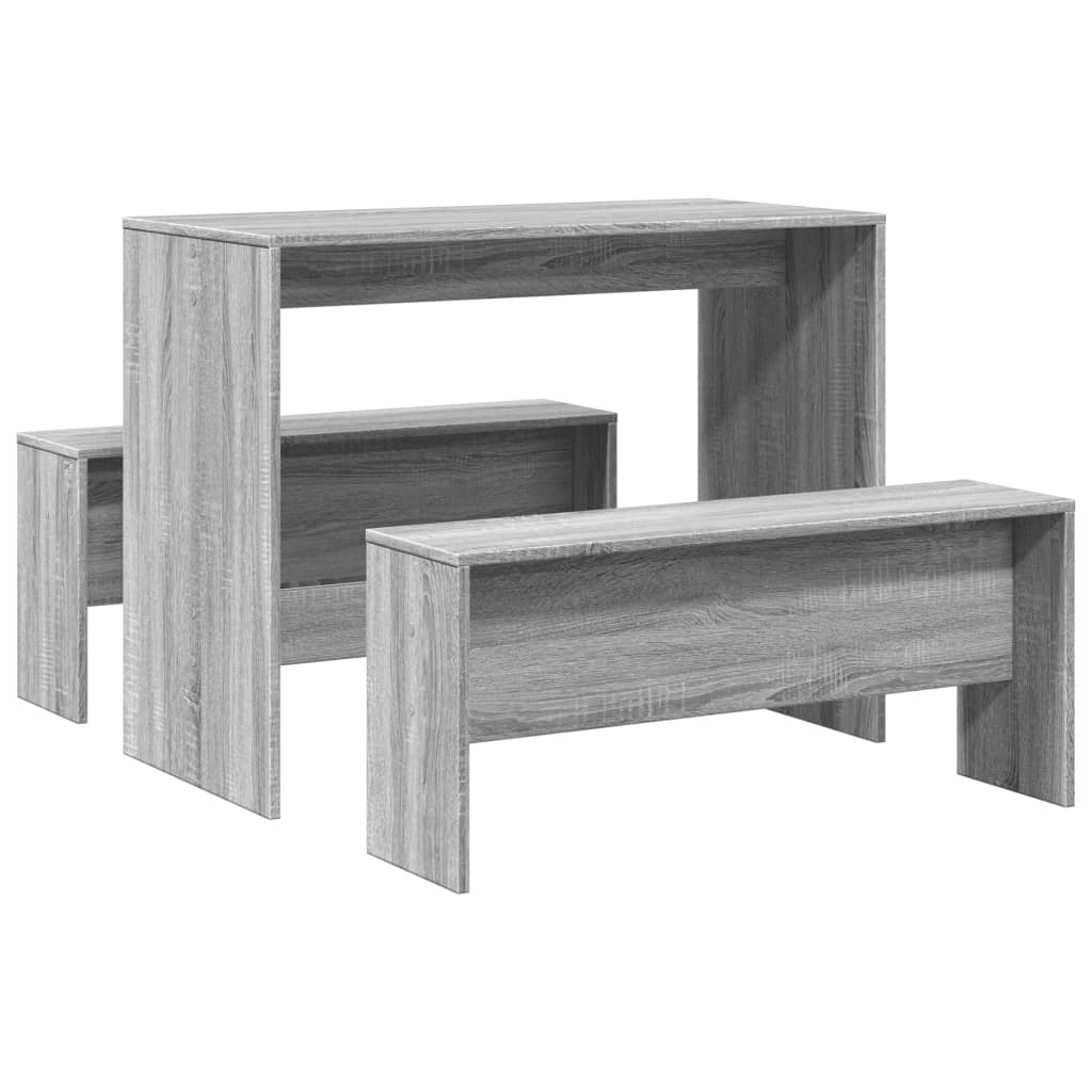 3-piece dining table and bench set gray Sonoma wood material