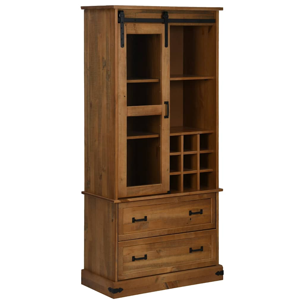 HALDEN wine cabinet with wine racks and sliding door pine