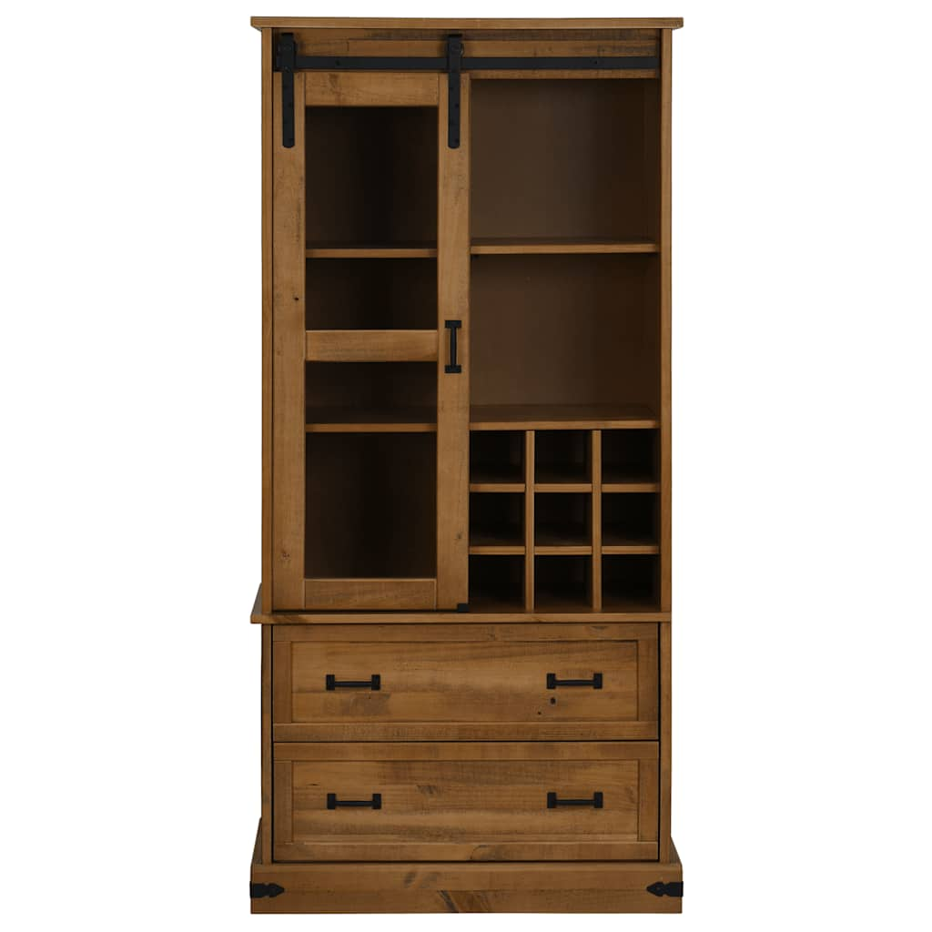 HALDEN wine cabinet with wine racks and sliding door pine