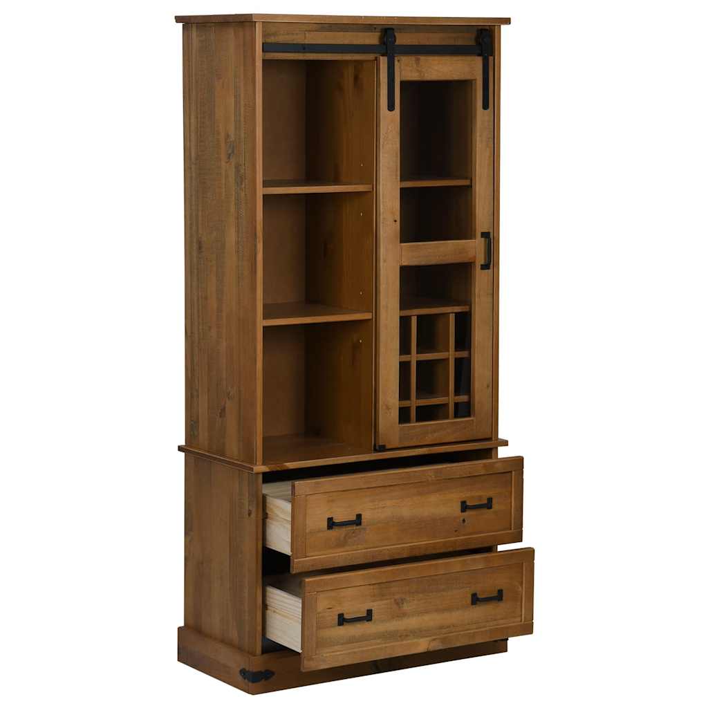 HALDEN wine cabinet with wine racks and sliding door pine