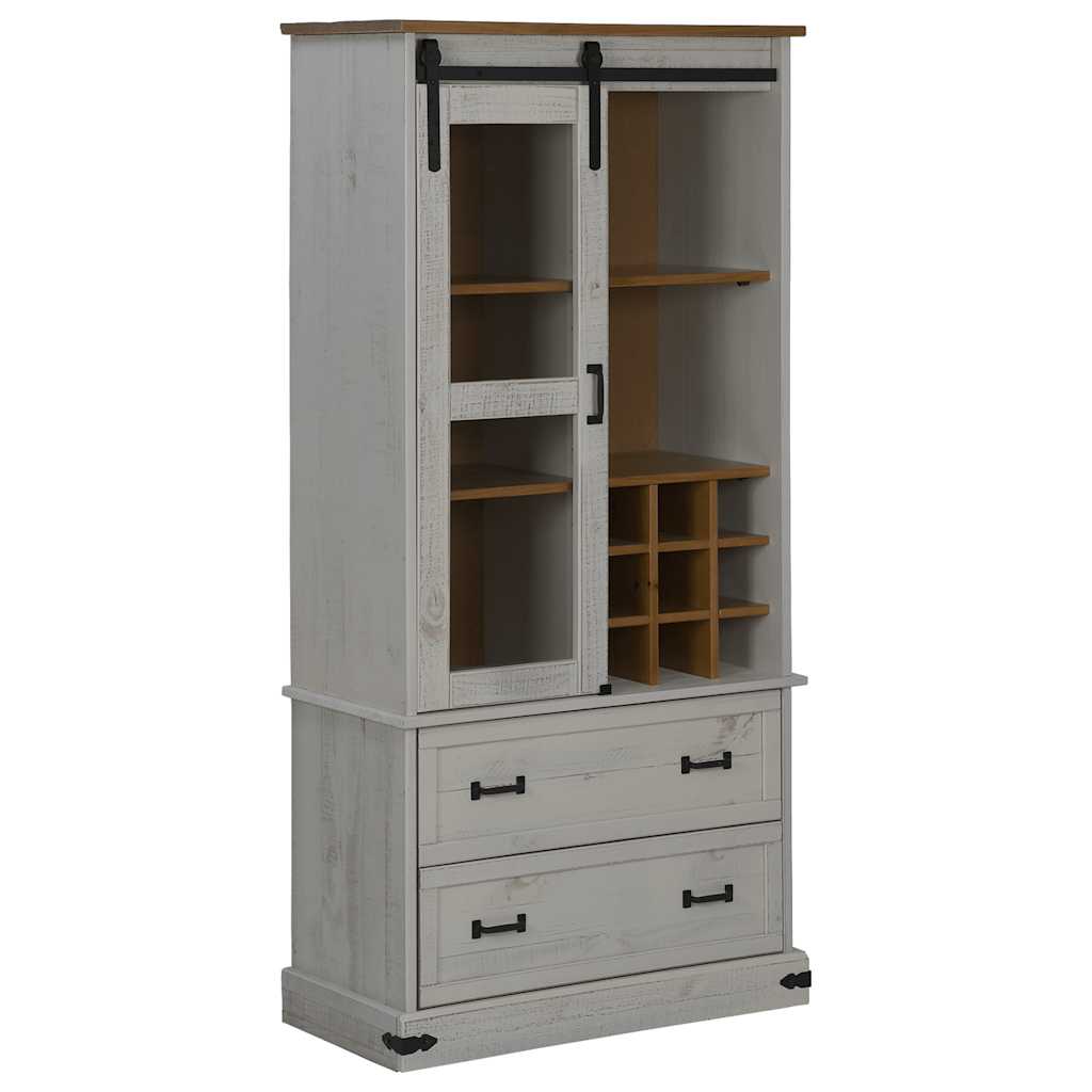 HALDEN wine cabinet with wine racks and sliding door white pine