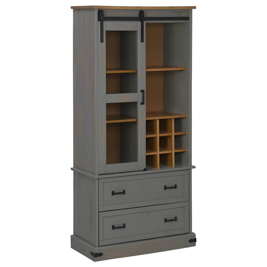 HALDEN wine cabinet with wine racks and sliding door grey pine