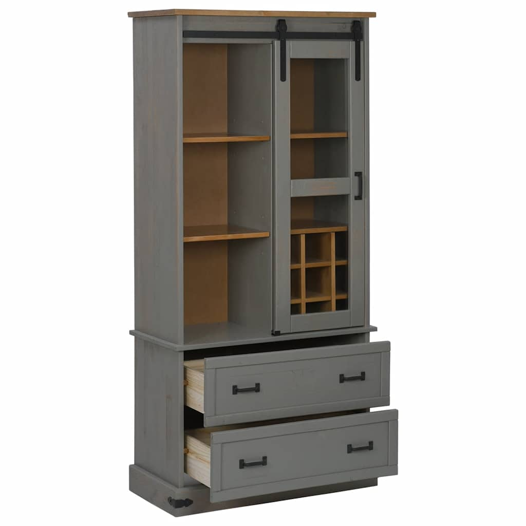 HALDEN wine cabinet with wine racks and sliding door grey pine