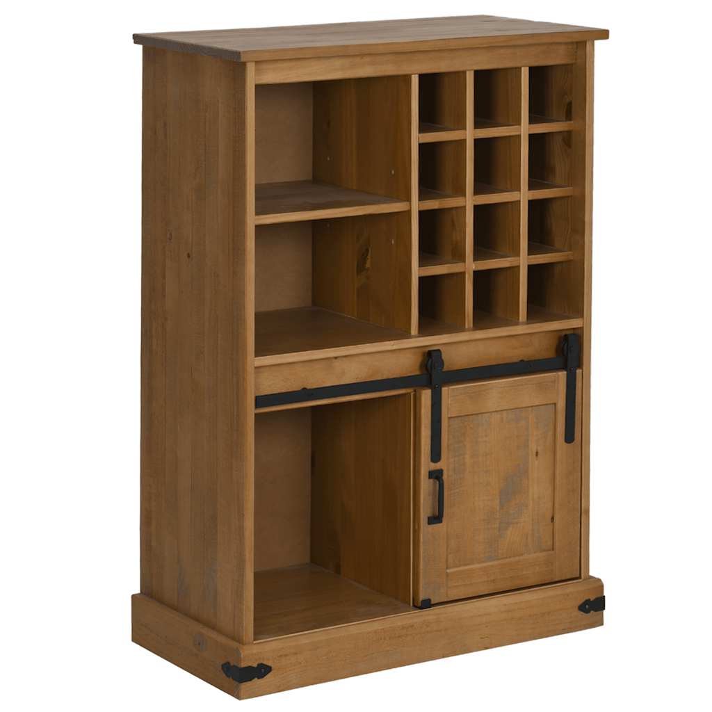 HALDEN wine cabinet with wine racks and sliding door pine