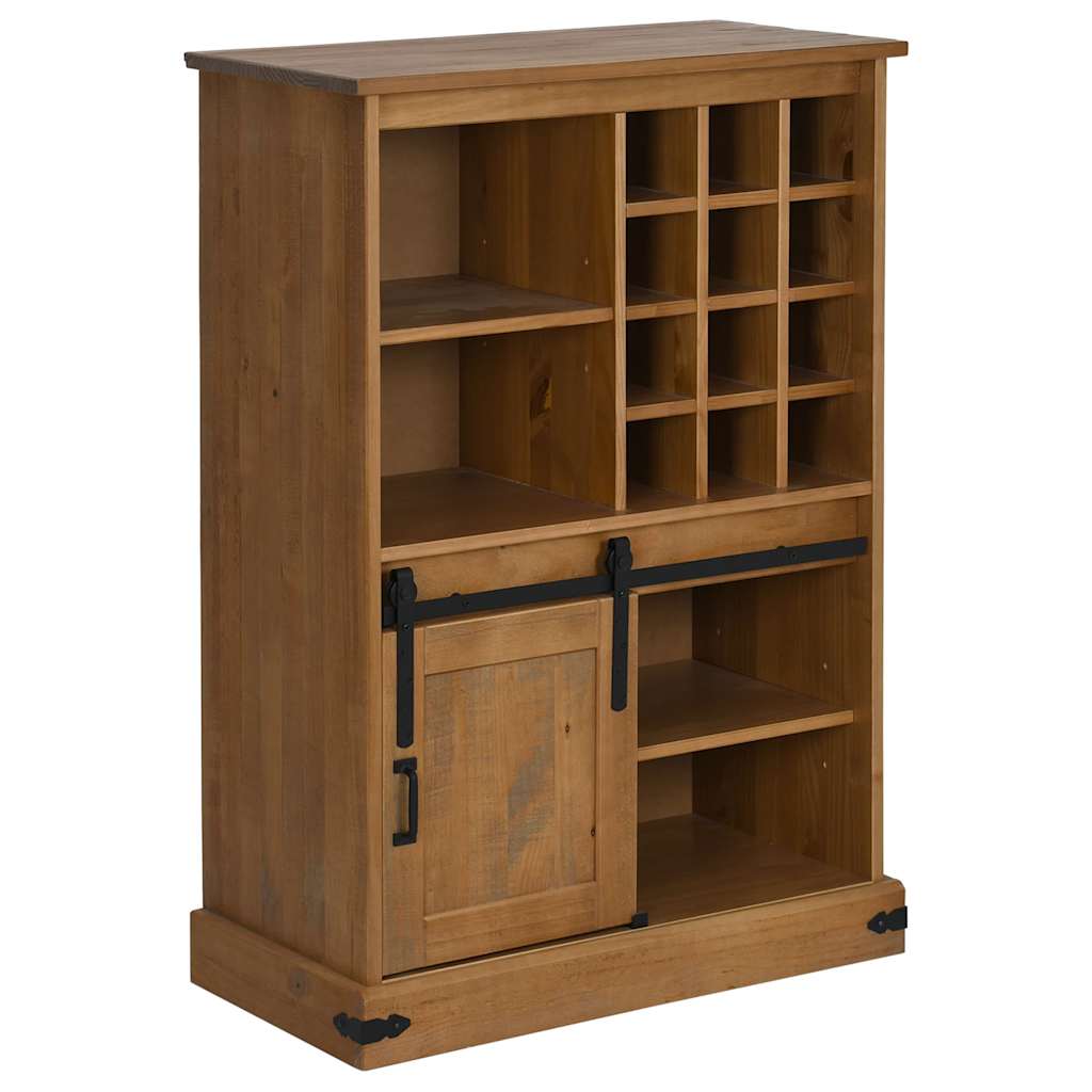 HALDEN wine cabinet with wine racks and sliding door pine