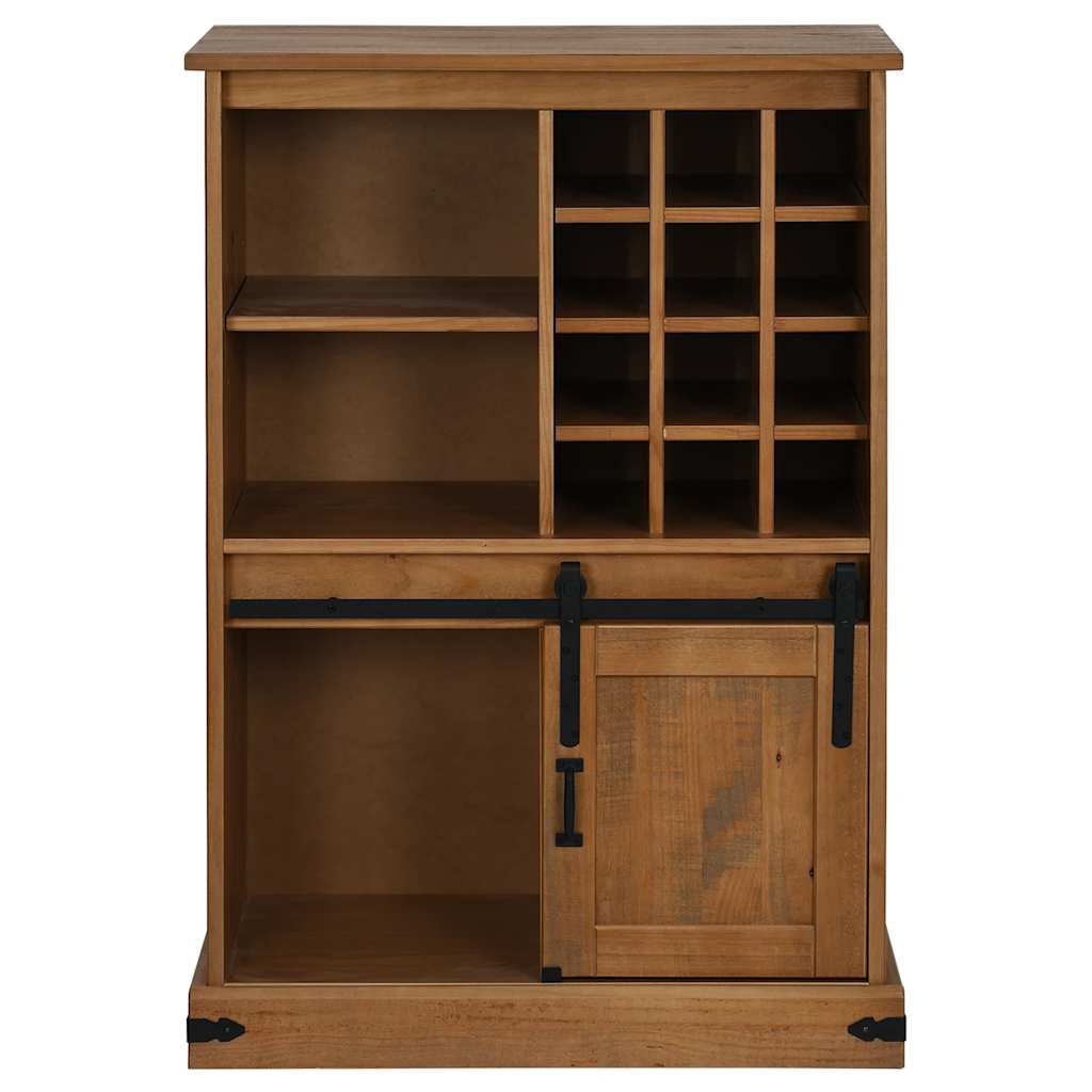 HALDEN wine cabinet with wine racks and sliding door pine