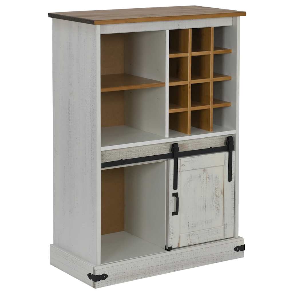 HALDEN wine cabinet with wine racks and sliding door white pine