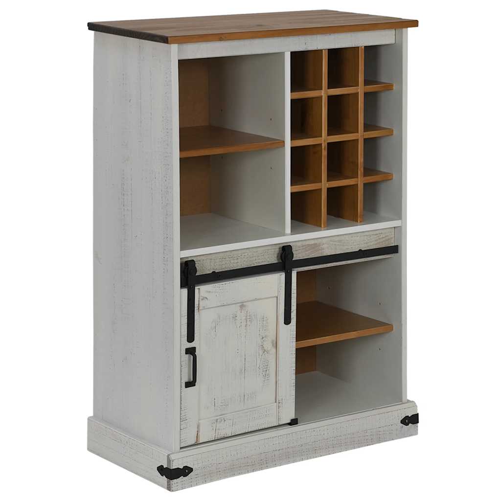 HALDEN wine cabinet with wine racks and sliding door white pine