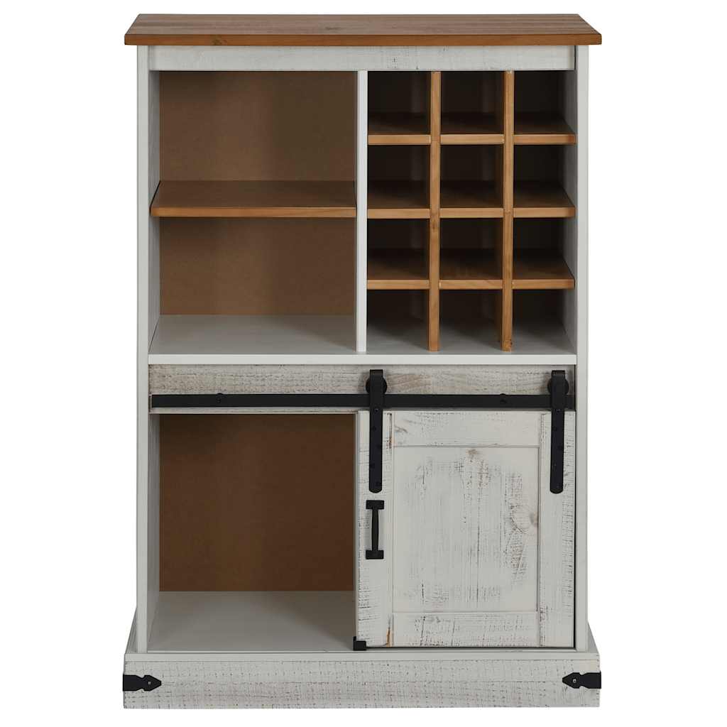 HALDEN wine cabinet with wine racks and sliding door white pine