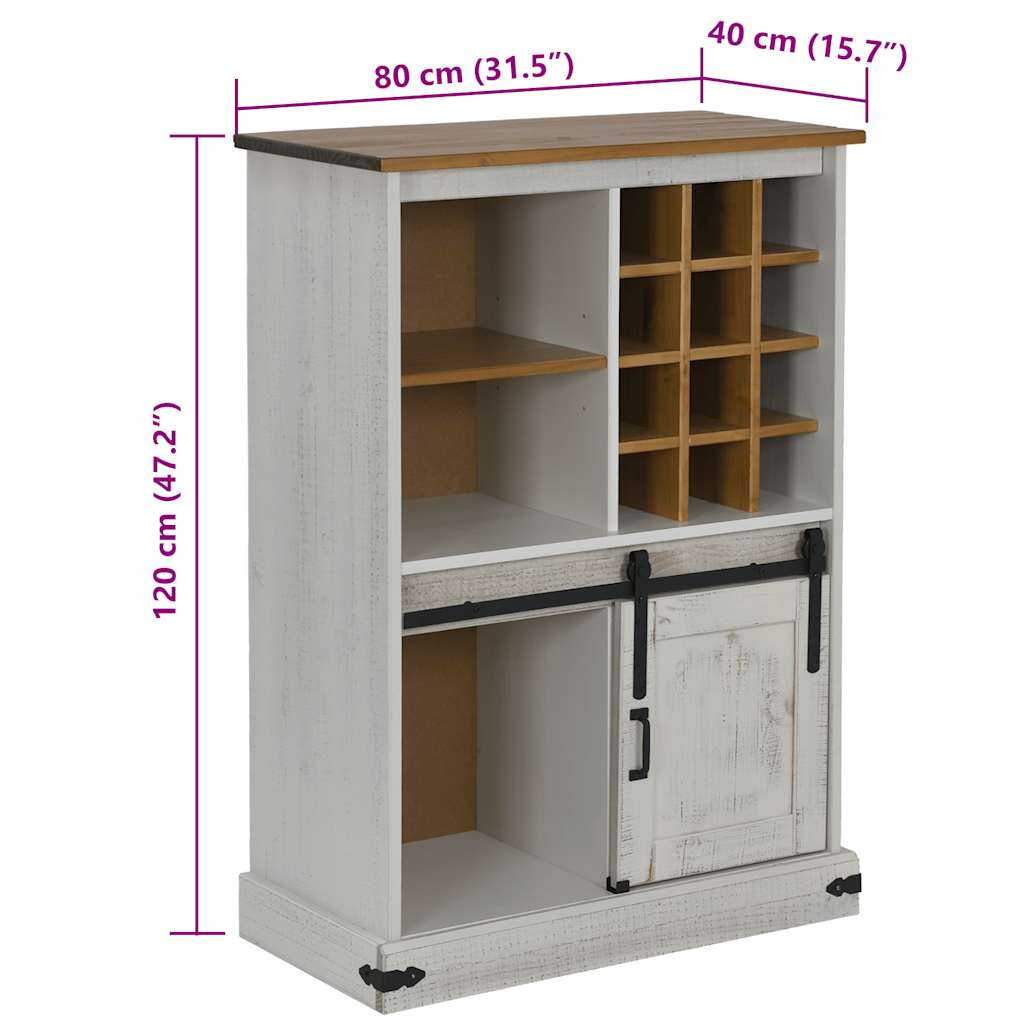 HALDEN wine cabinet with wine racks and sliding door white pine