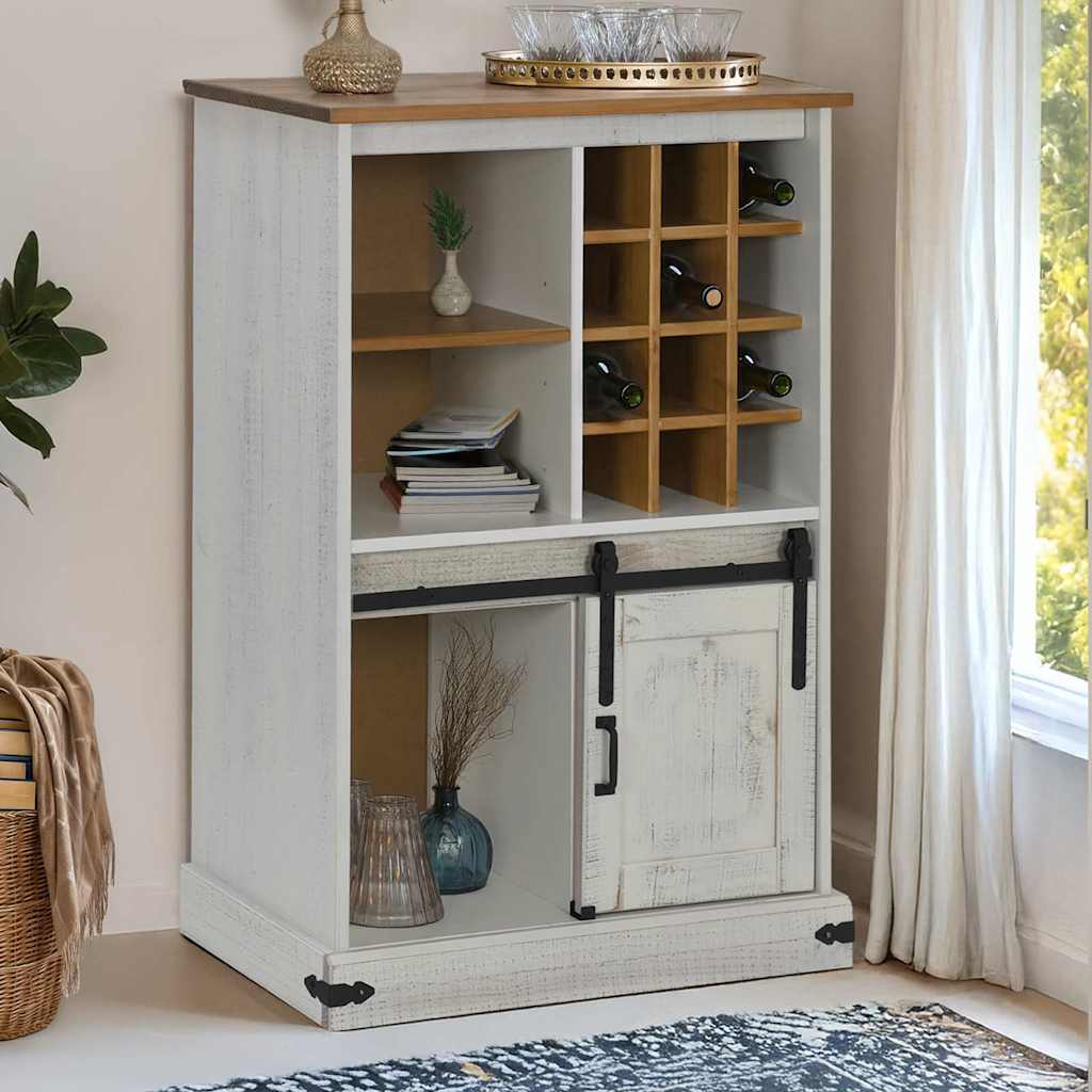 HALDEN wine cabinet with wine racks and sliding door white pine