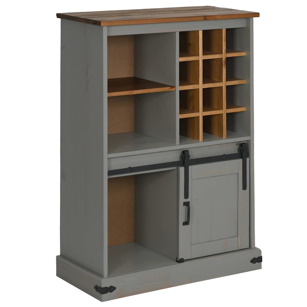 HALDEN wine cabinet with wine racks and sliding door grey pine