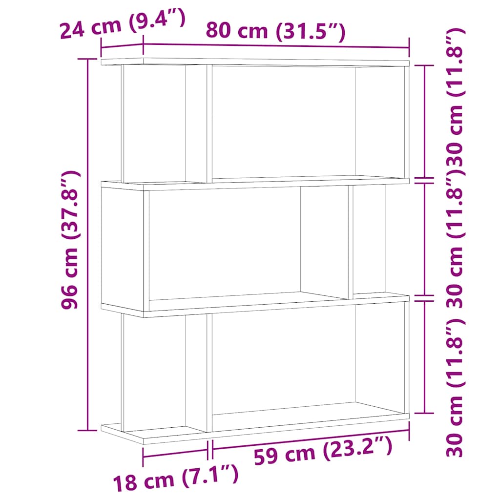 Bookshelf old wood look 80x24x96 cm wood material