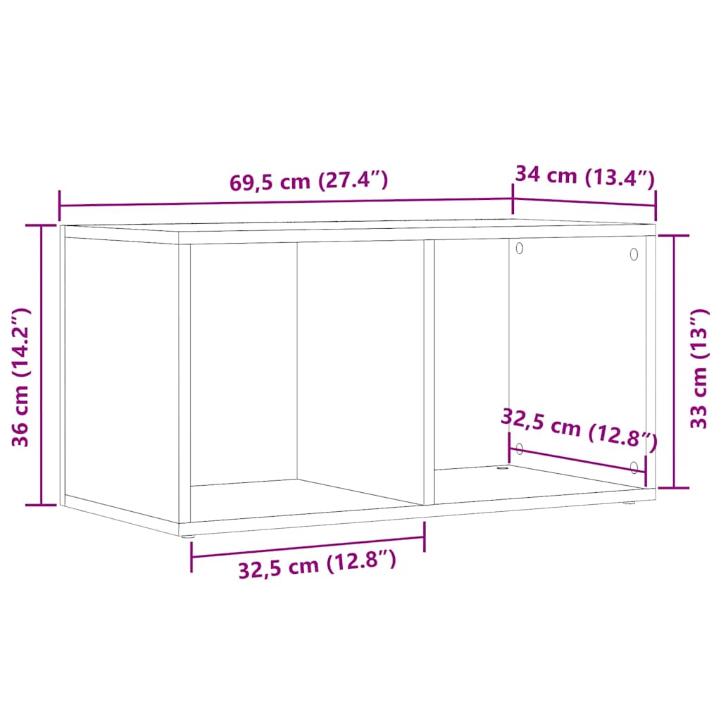 Storage chest Artisan oak 69.5x34x36 cm wood material