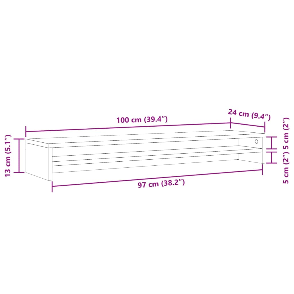 Monitorständer Altholz-Optik 100x24x13 cm Holzwerkstoff