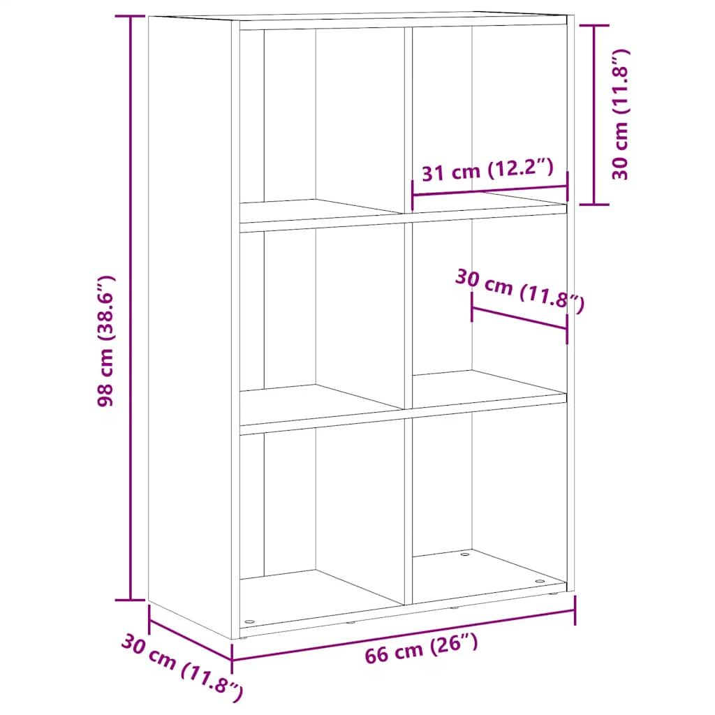 Bücherregal/Sideboard Altholz-Optik 66x30x98 cm Holzwerkstoff