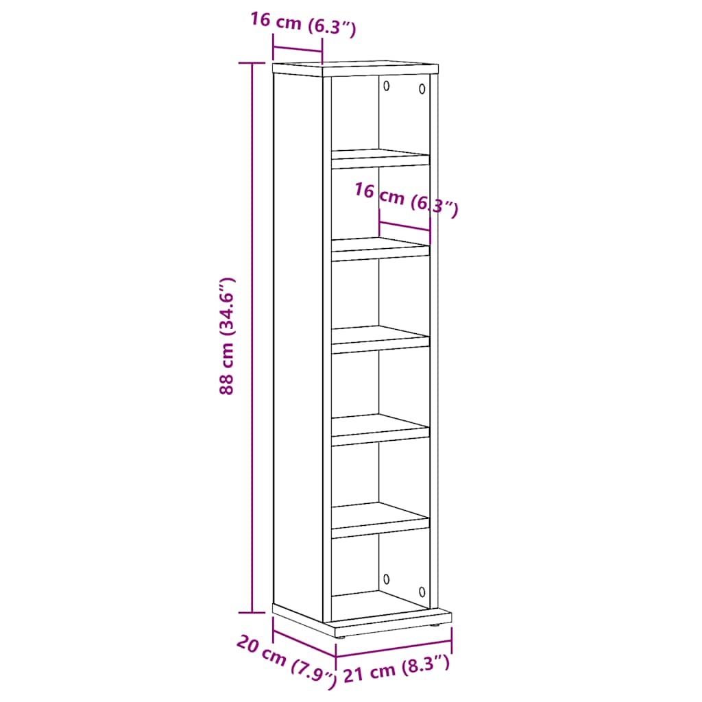 CD-Regal Altholz-Optik 21x20x88 cm Holzwerkstoff