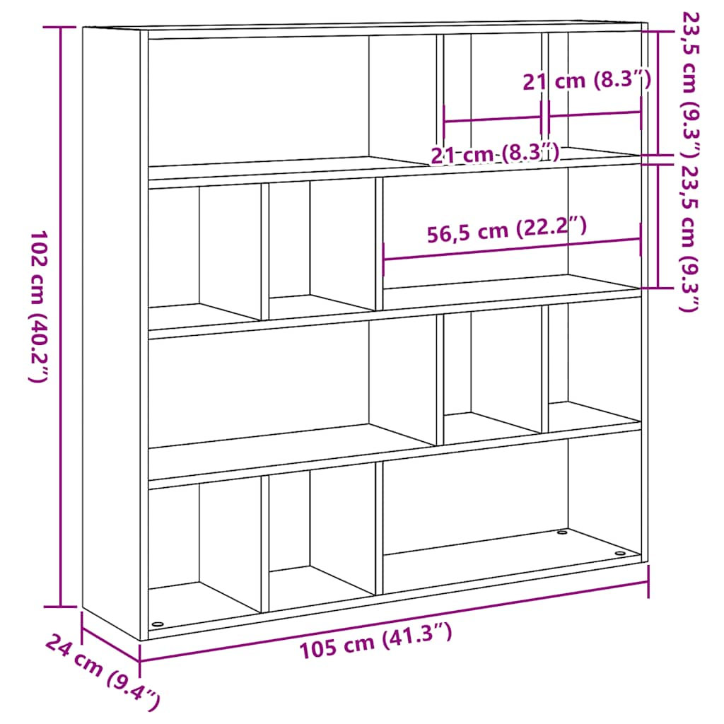 Bookshelf/room divider old wood look 105x24x102 cm