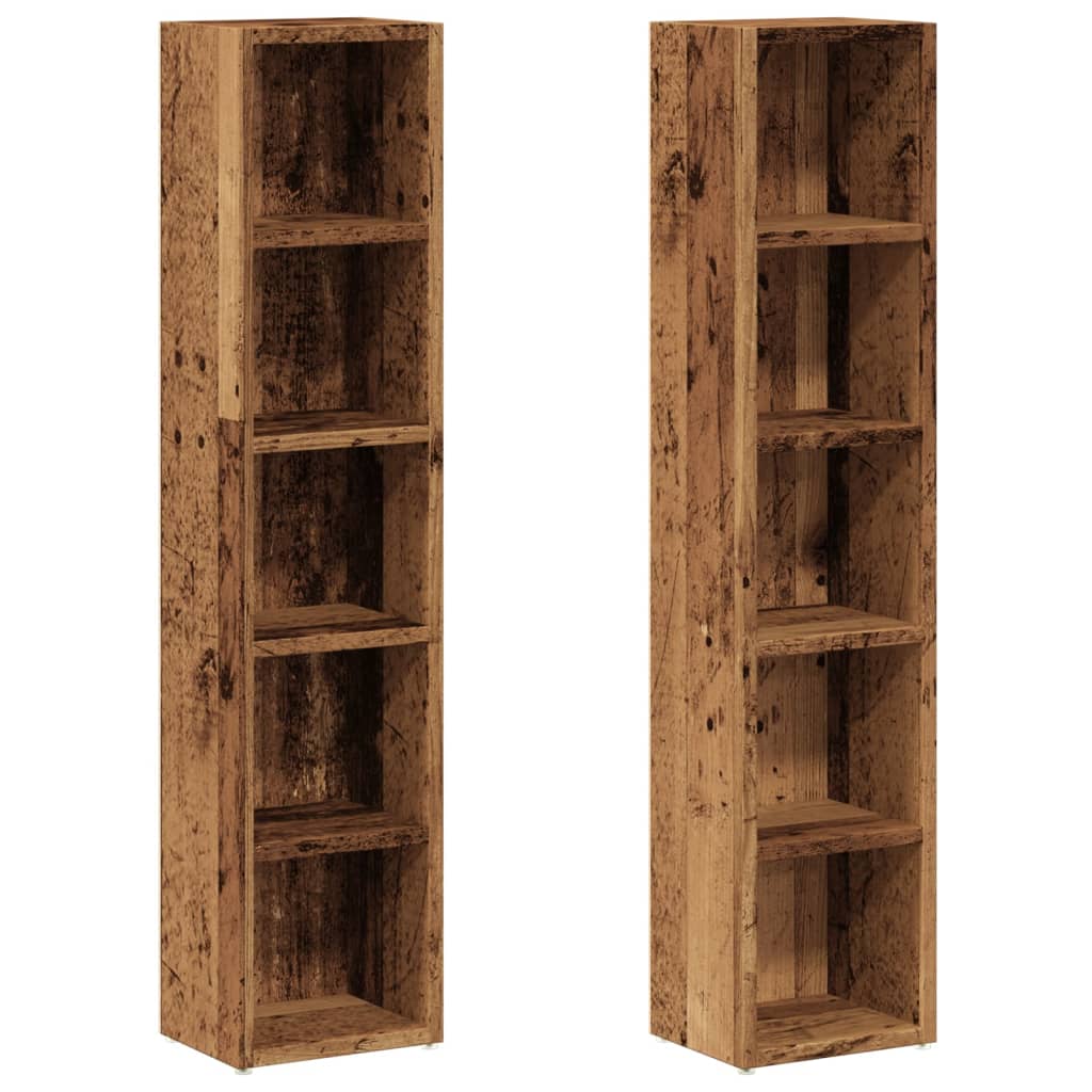 CD shelves 2 pcs. Old wood look 21x16x93.5 cm wood material