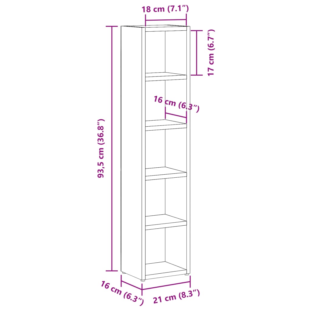 CD shelves 2 pcs. Old wood look 21x16x93.5 cm wood material