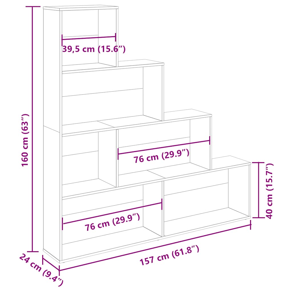 Bookshelf old wood look 157x24x160 cm wood material