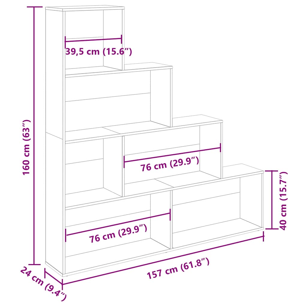 Bookshelf Artisan Oak 157x24x160 cm Wood Material