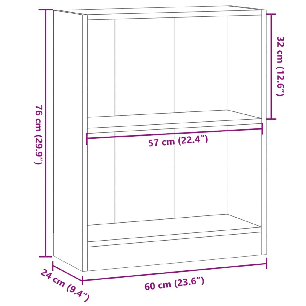 Bookshelf Artisan Oak 60x24x76 cm Wood Material