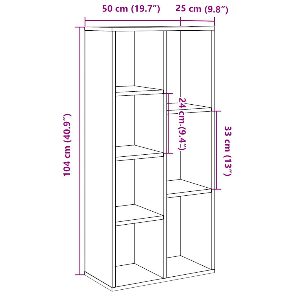 Bookshelf Artisan Oak 50x25x104 cm