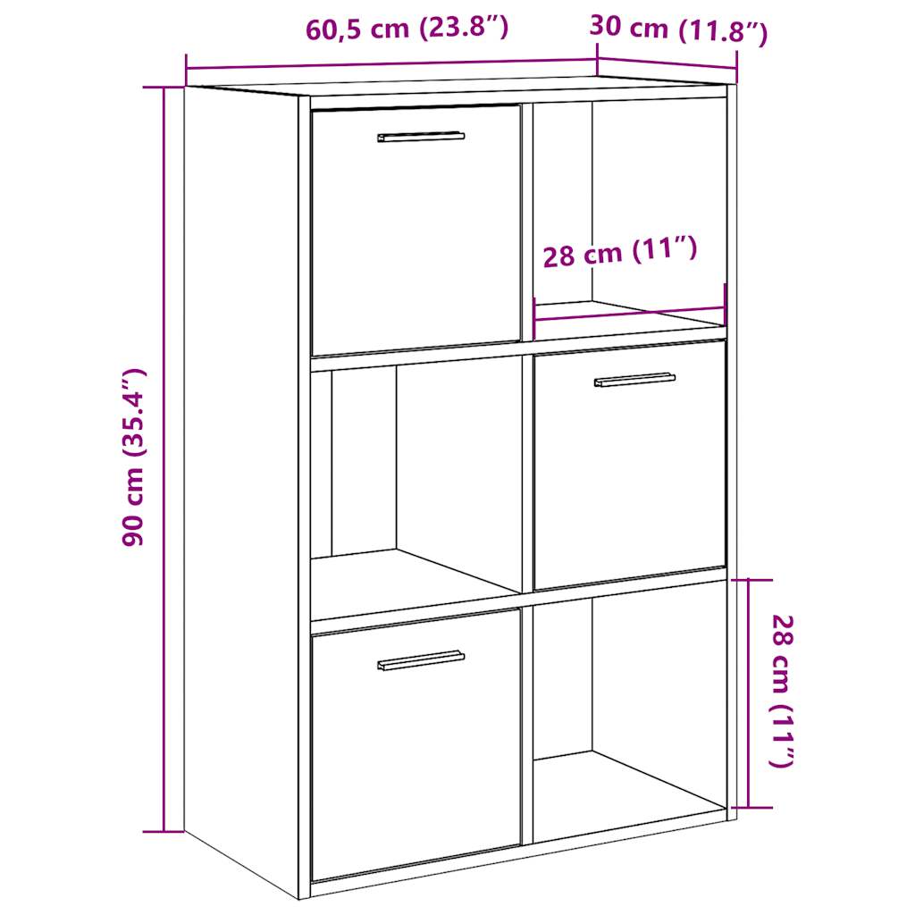 Bookcase old wood look 60.5x30x90 cm wood material