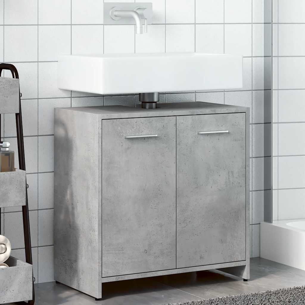 Washbasin base cabinet concrete grey 60x33x60 cm wood material