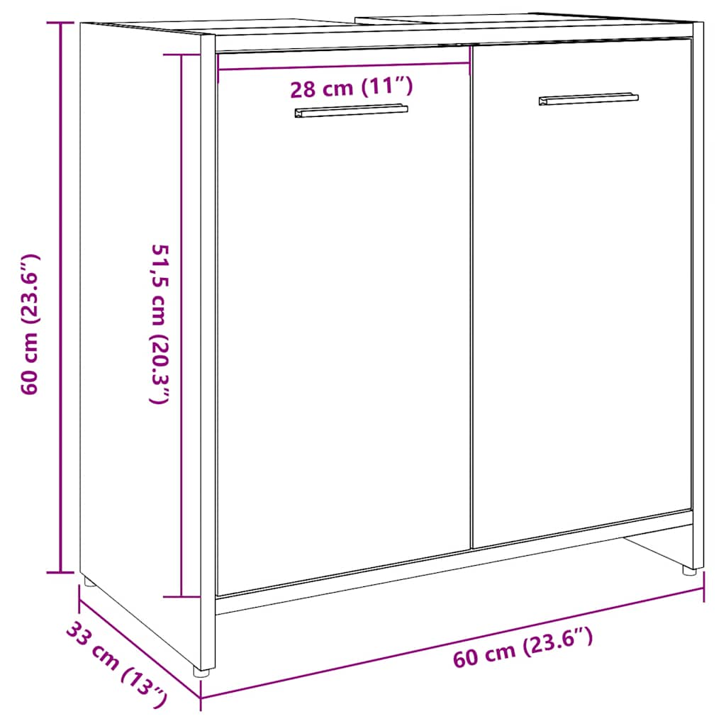 Washbasin base cabinet concrete grey 60x33x60 cm wood material