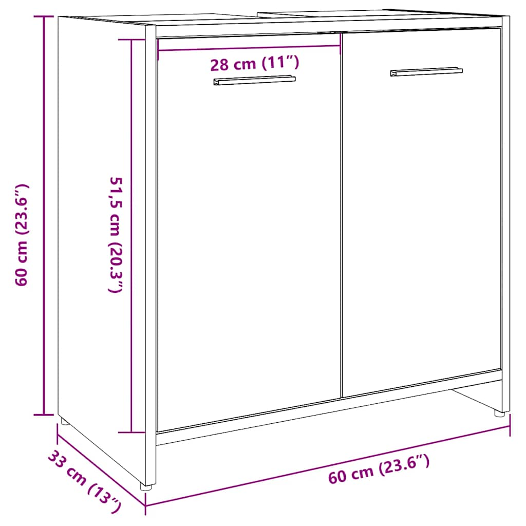 Washbasin cabinet Artisan oak 60x33x60 cm