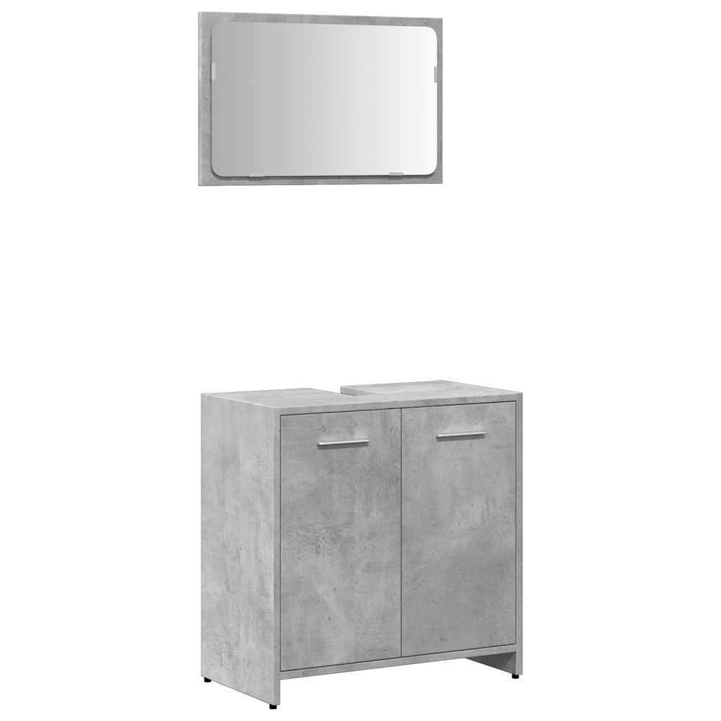 Bathroom Cabinet with Mirror Concrete Gray Wood Material