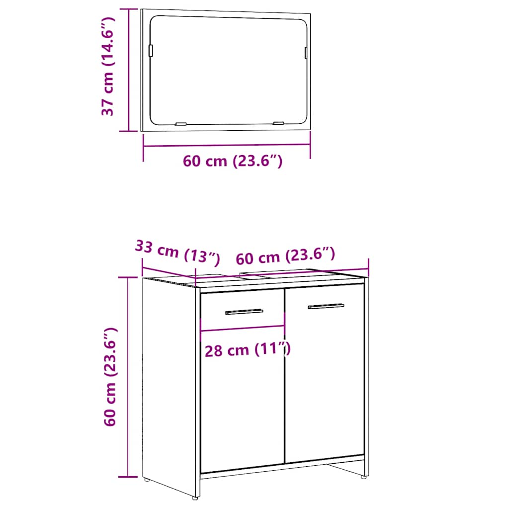 Bathroom Cabinet with Mirror Concrete Gray Wood Material