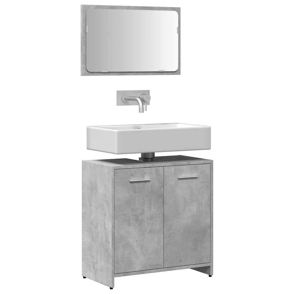 Bathroom Cabinet with Mirror Concrete Gray Wood Material