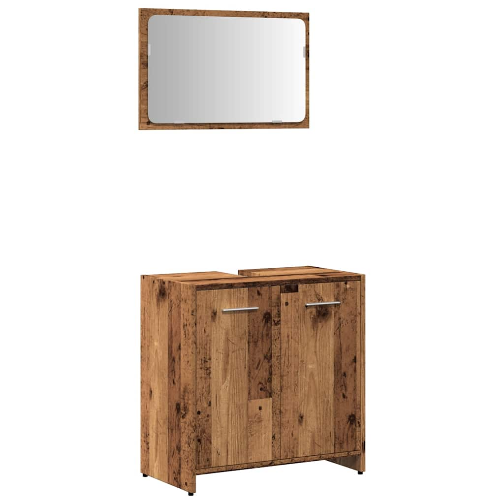 Bathroom cabinet with mirror old wood look wood material