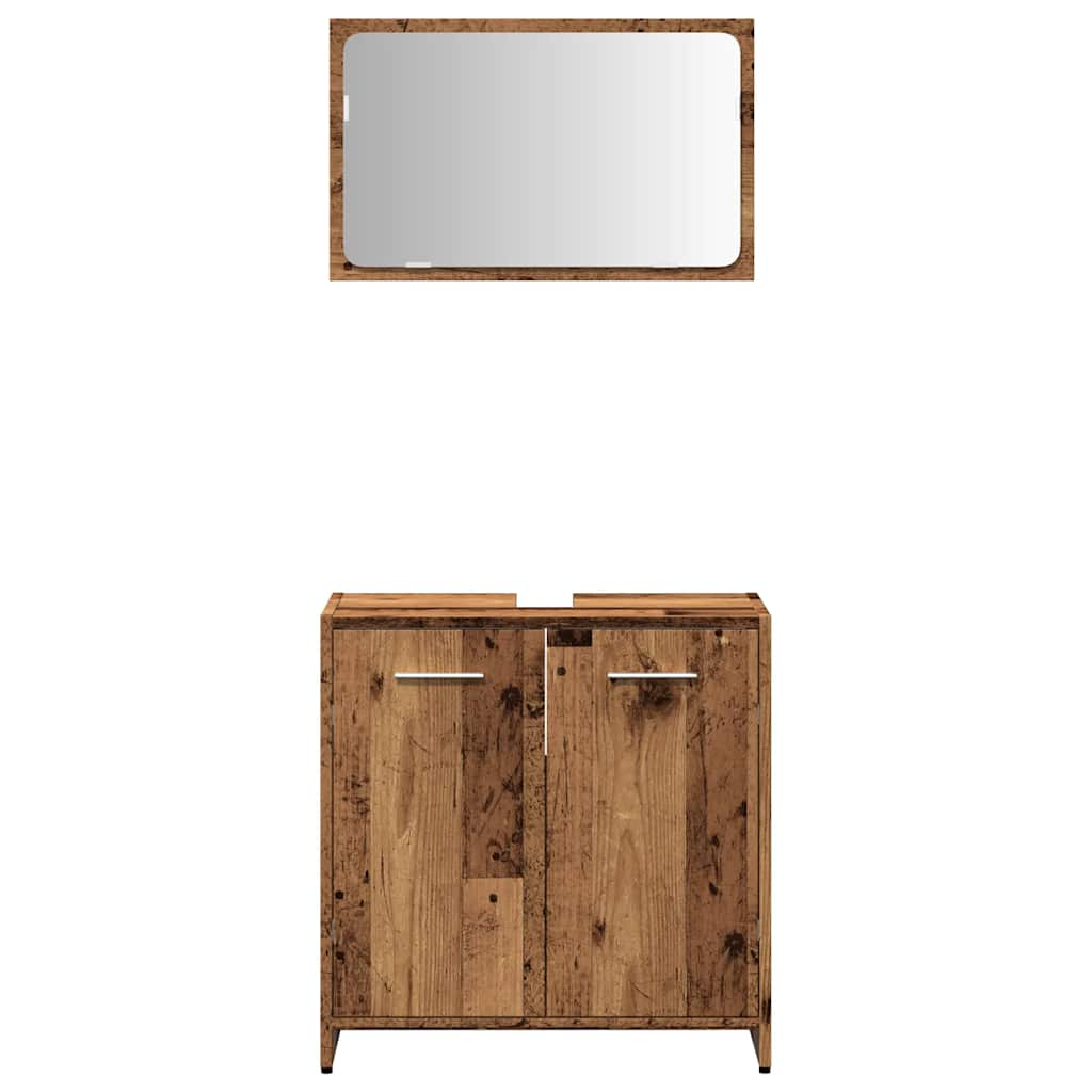 Bathroom cabinet with mirror old wood look wood material