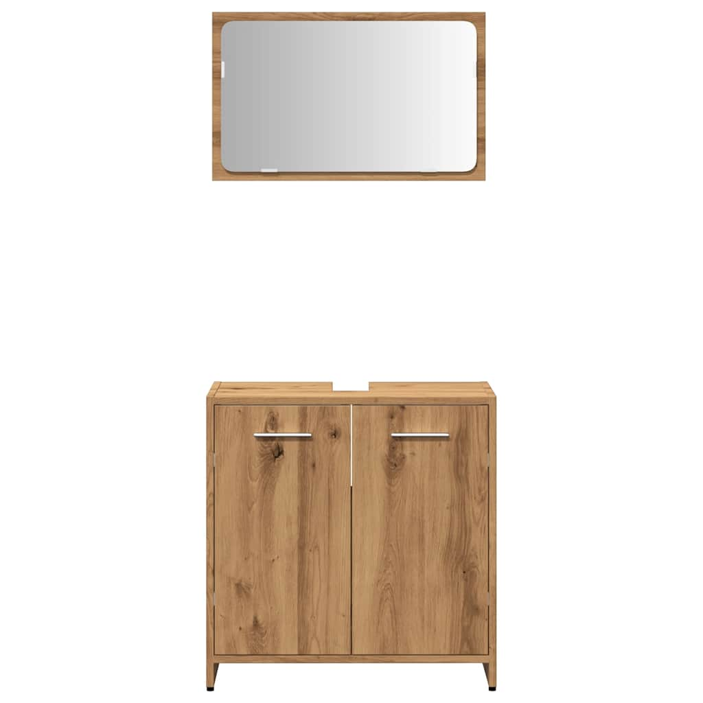 Bathroom cabinet with mirror Artisan oak wood material