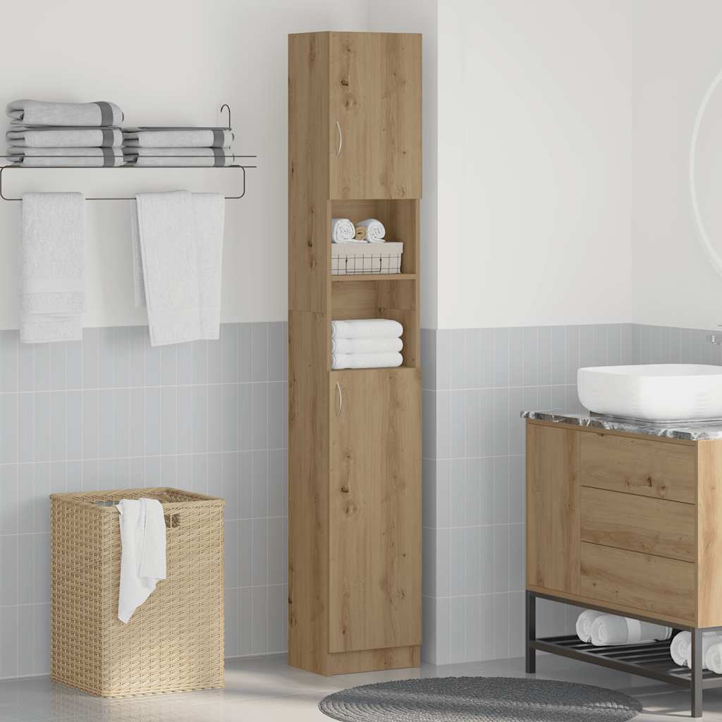 Artisan oak bathroom cabinet 32x25.5x190 cm made of wood material