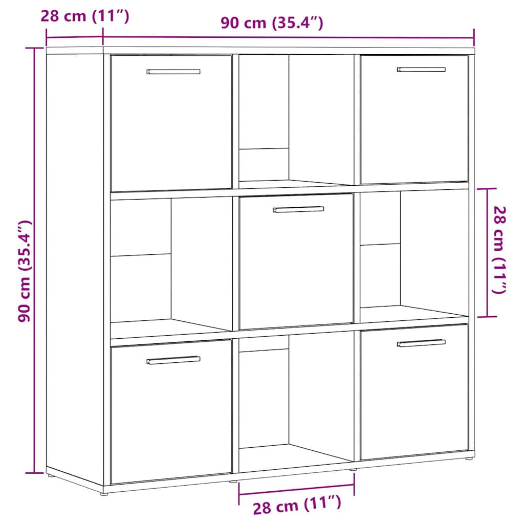 Bookshelf old wood look 90x28x90 cm wood material