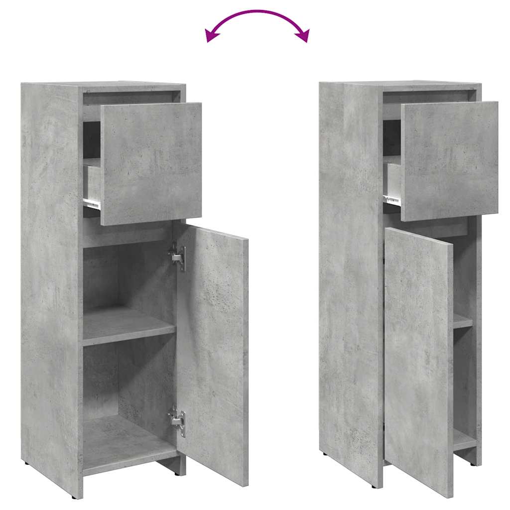 Bathroom Cabinet Concrete Grey 30x30x95 cm Wood Material