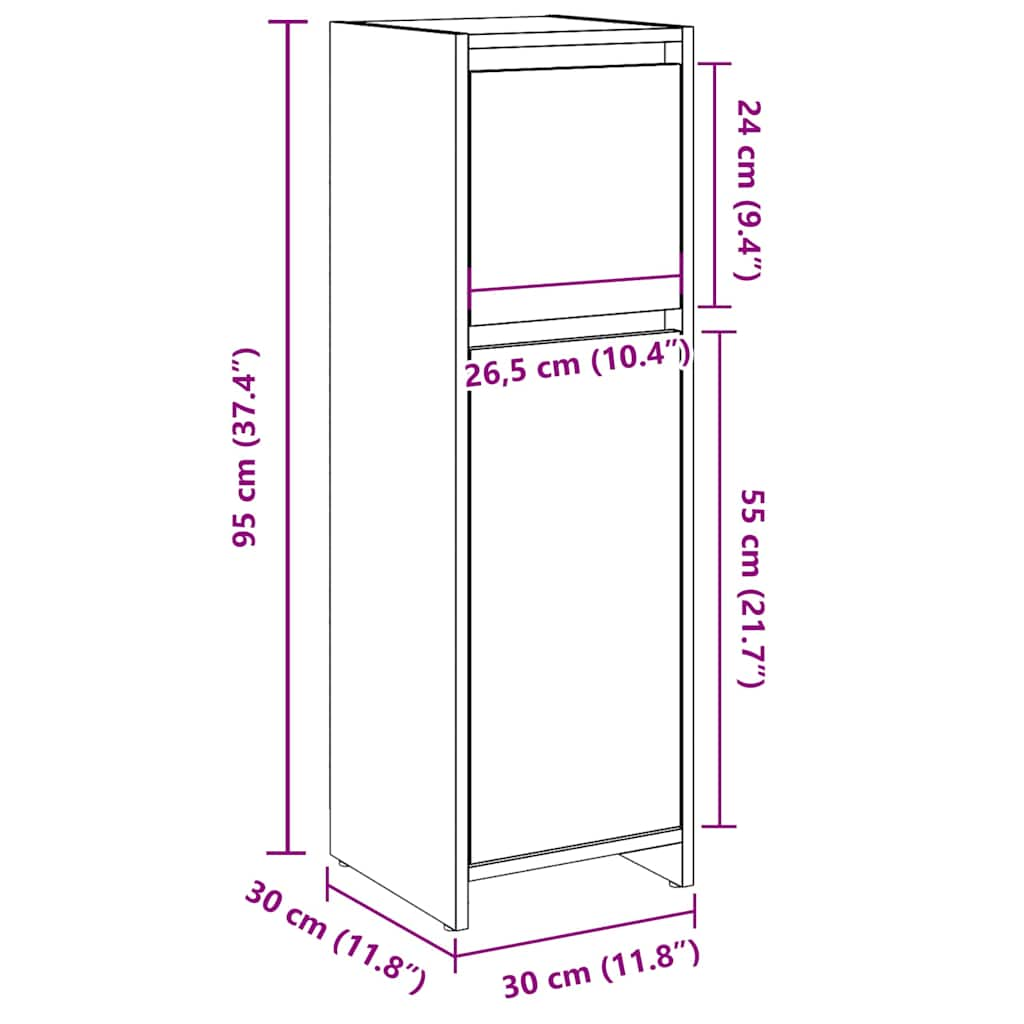 Bathroom Cabinet Concrete Grey 30x30x95 cm Wood Material